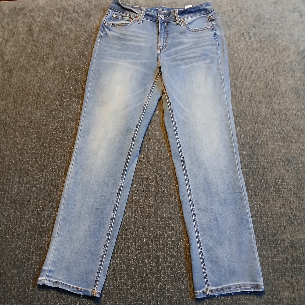 Time and Tru Womens Straight Leg Jeans Light Wash Denim Size 10